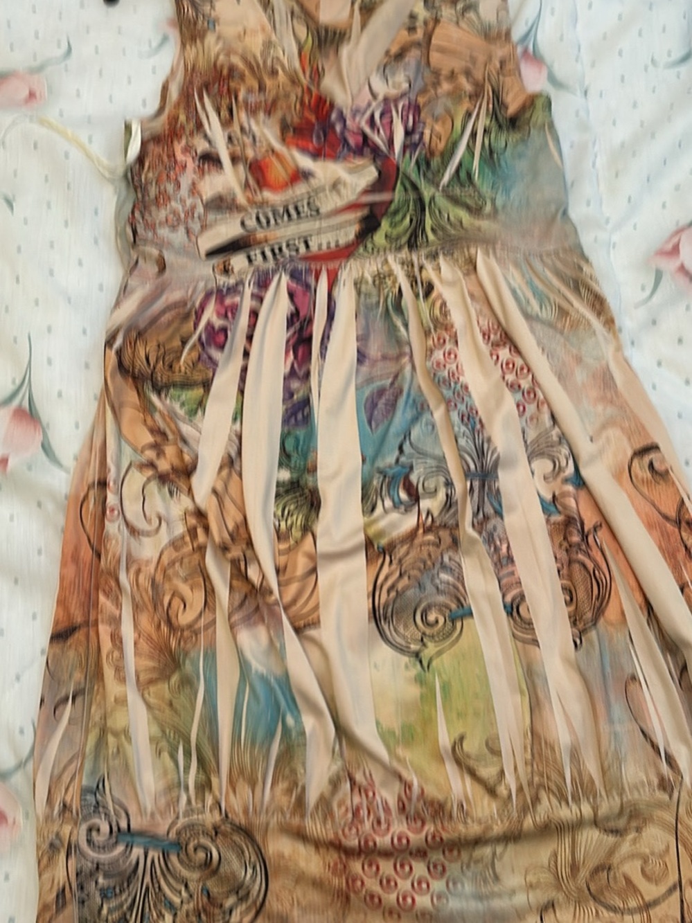 Multi-Color Bohemian Printed Pleated Dress
